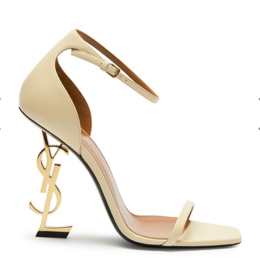 NWT$1,500 Saint Laurent YSL Opyum 110 Logo High Heel Leather Sandals Sz 40 (10) - Picture 2 of 16
